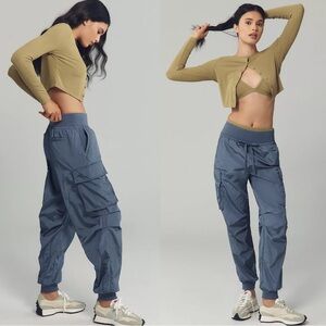 Daily Practice Anthropologie Silky Cargo Baggy Jogger Pants Medium NEW